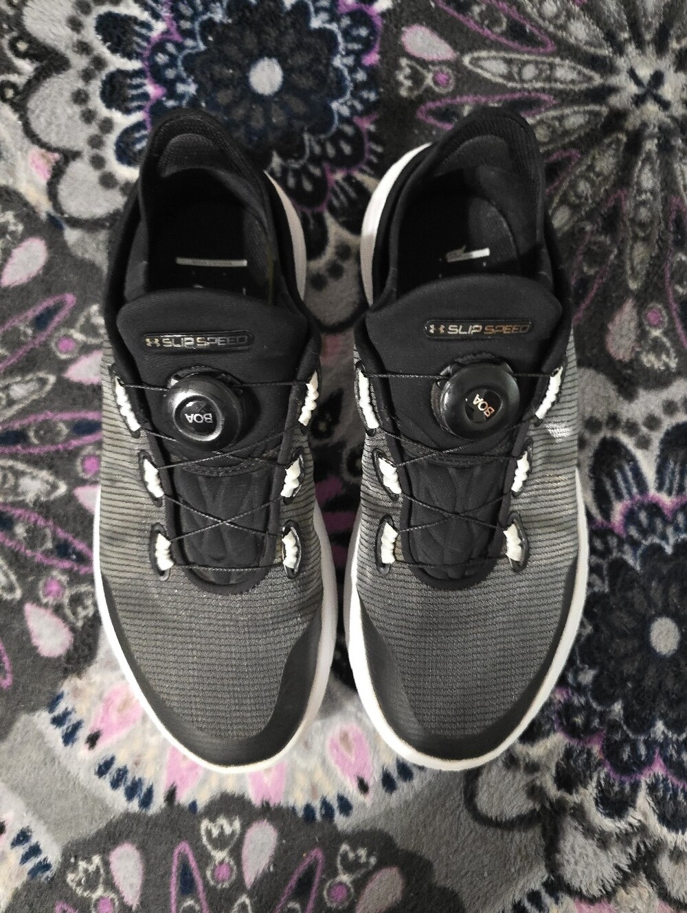 Under Armour SlipSpeed Mesh BOA Shoes Men’s 8 Women’s 9.5 Black Gray